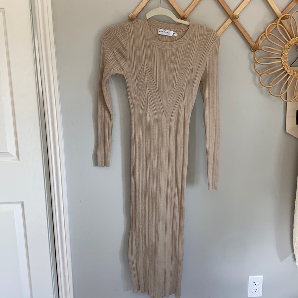 Beige long bodycon